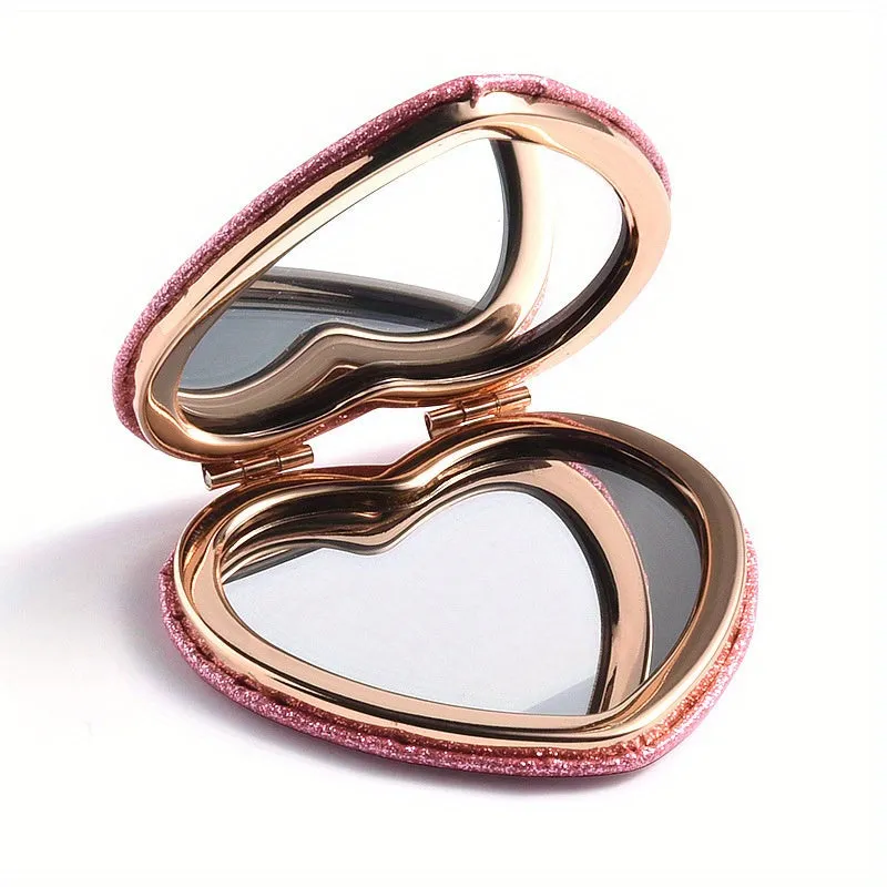 Sparkling Heart Makeup Mirror Portable Foldable Stylish Gift