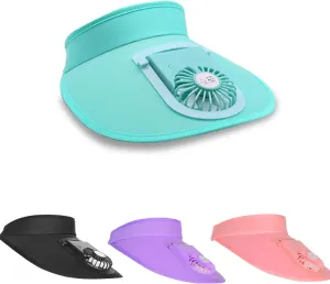 Sun Visors Hat with Fan for Women - Fan Visor Hat