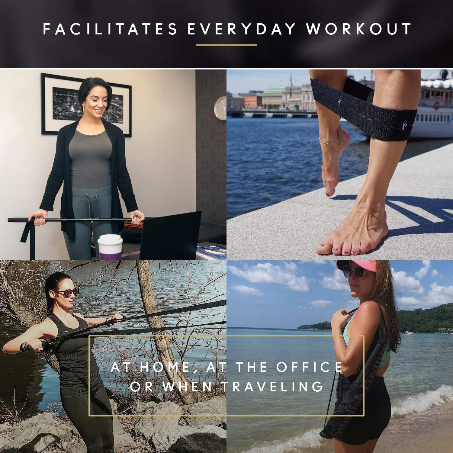 Swedish Posture - Mini Gym, Full Body Exercise Kit with Resistance Band, Use at Home, to Travel, or at The Office, for Full Body Workout