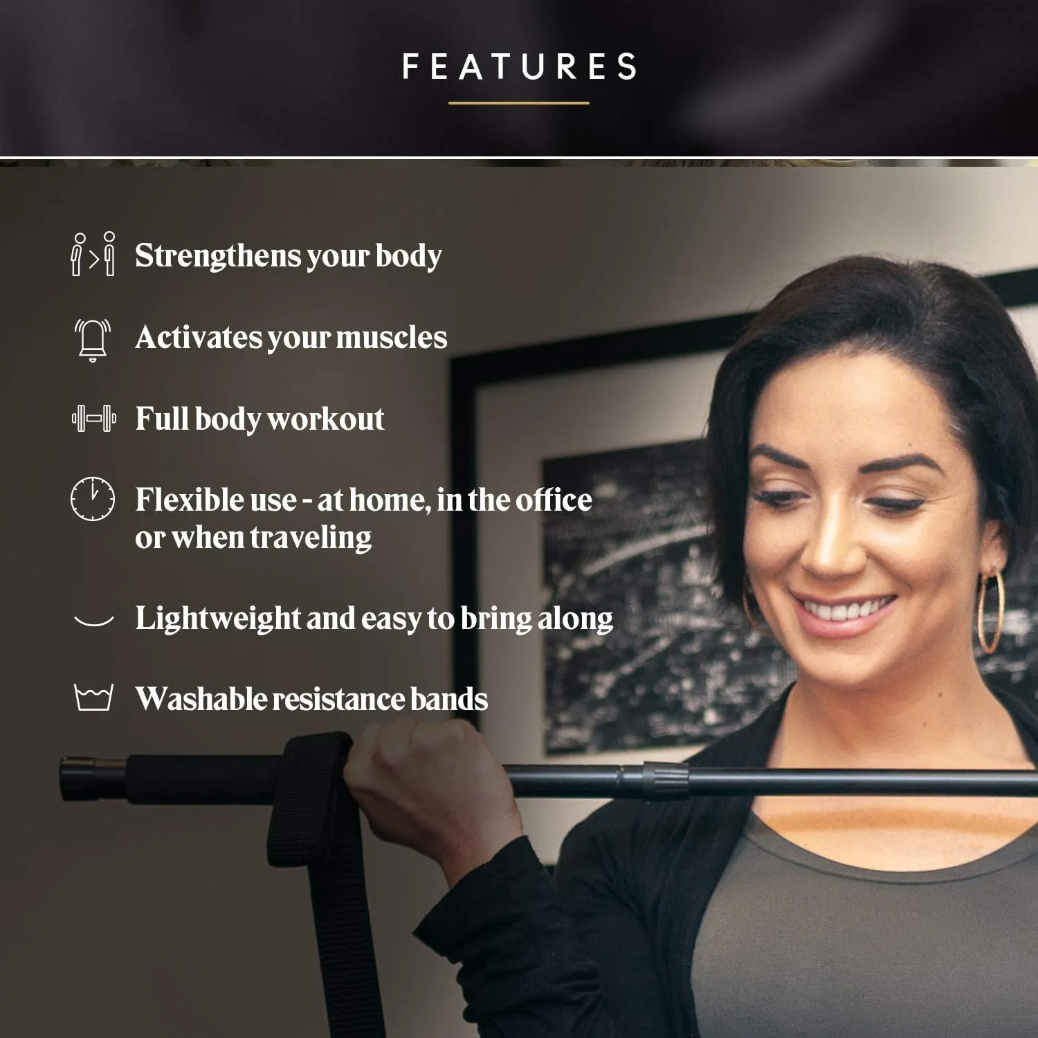 Swedish Posture - Mini Gym, Full Body Exercise Kit with Resistance Band, Use at Home, to Travel, or at The Office, for Full Body Workout