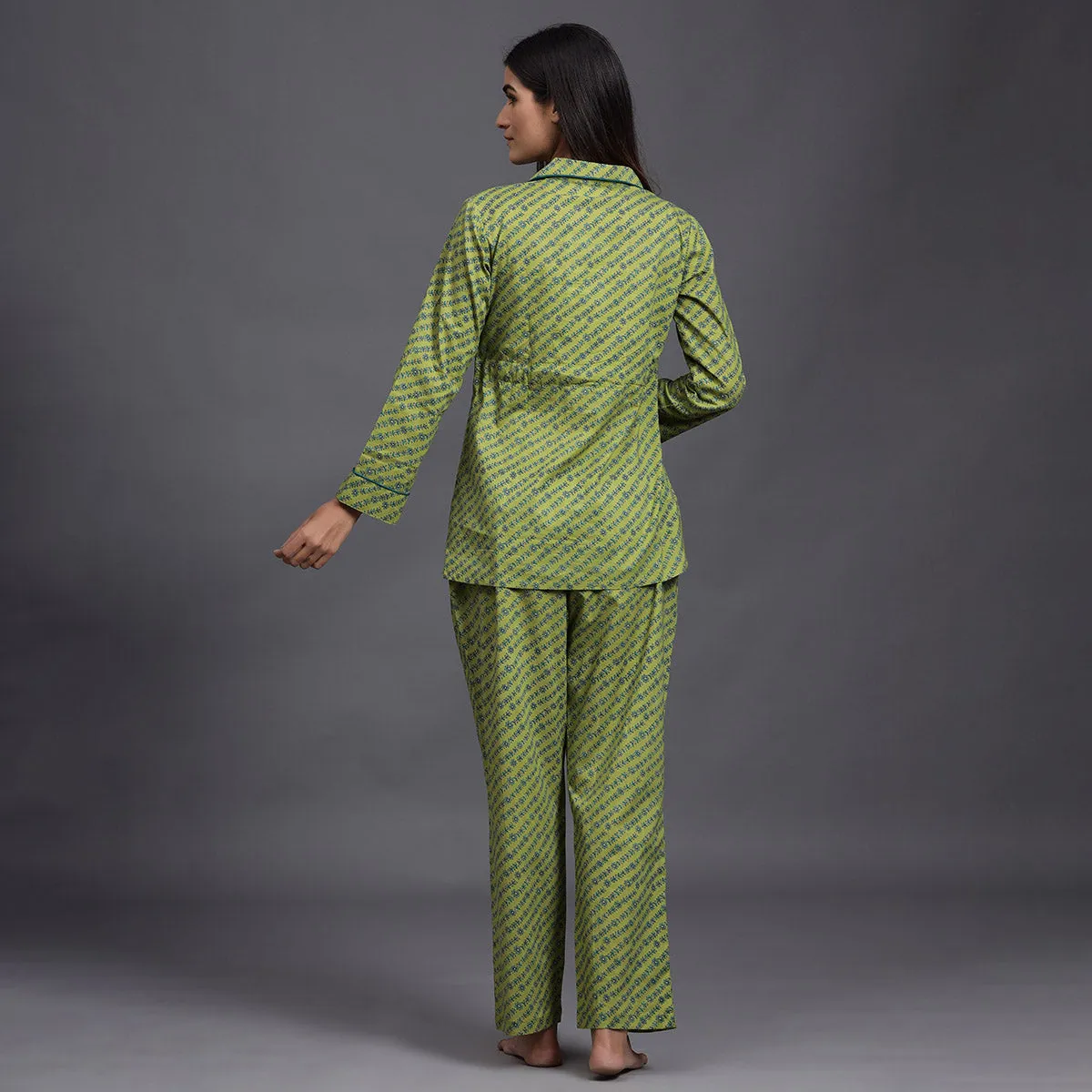 Symmetry in Nature on Green Loungewear Top Set
