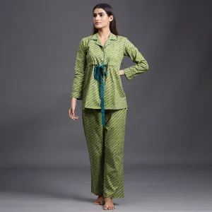 Symmetry in Nature on Green Loungewear Top Set