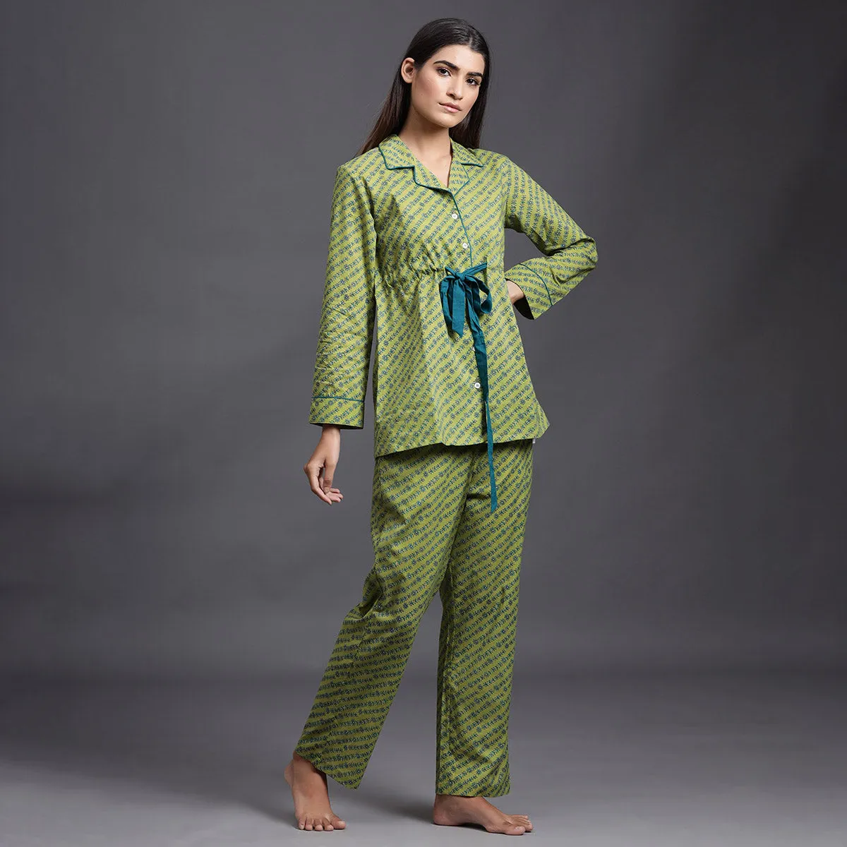 Symmetry in Nature on Green Loungewear Top Set