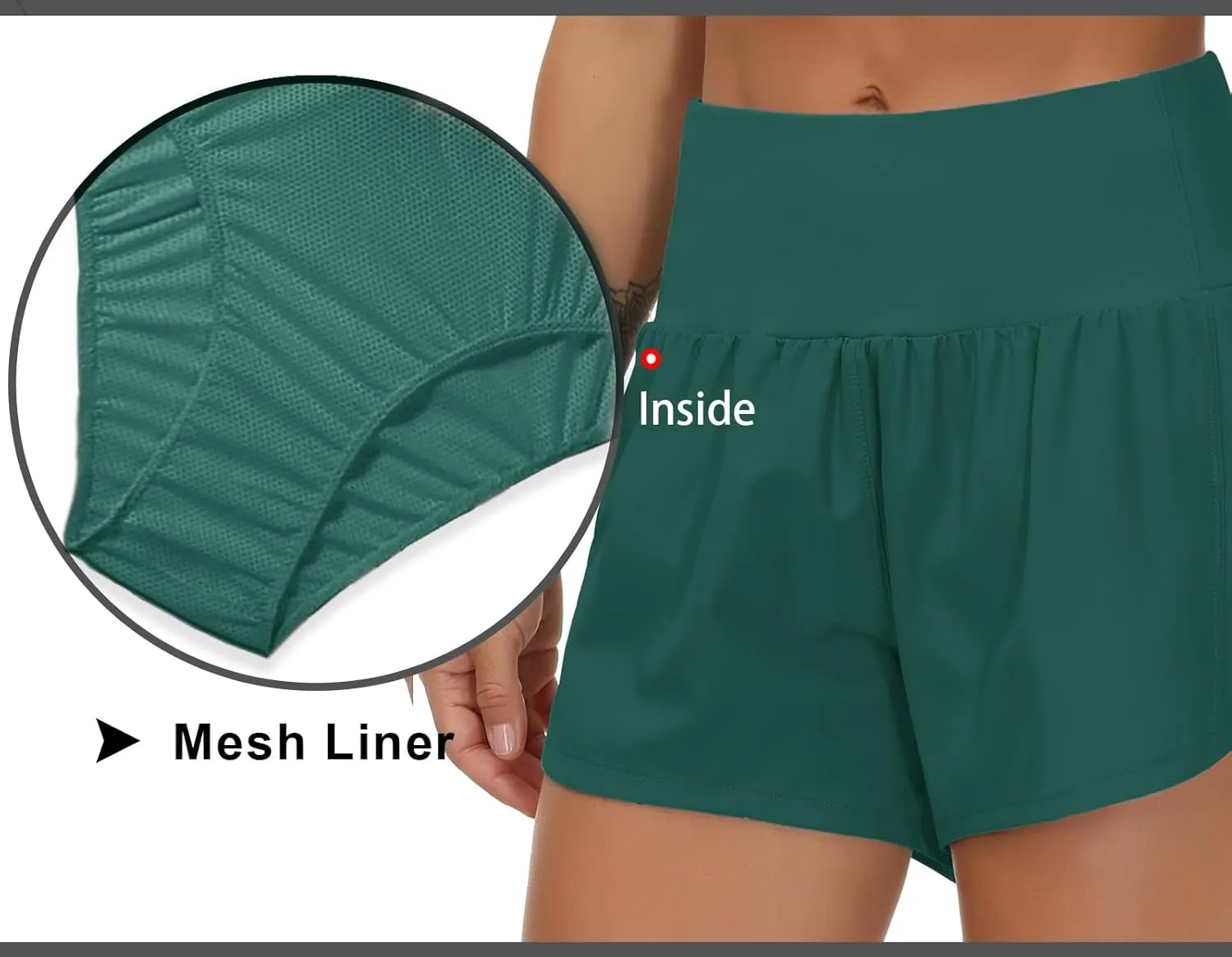 THE GYM PEOPLE Womens High Waisted Running Shorts Quick Dry Athletic Workout Shorts with Mesh Liner Zipper Pockets