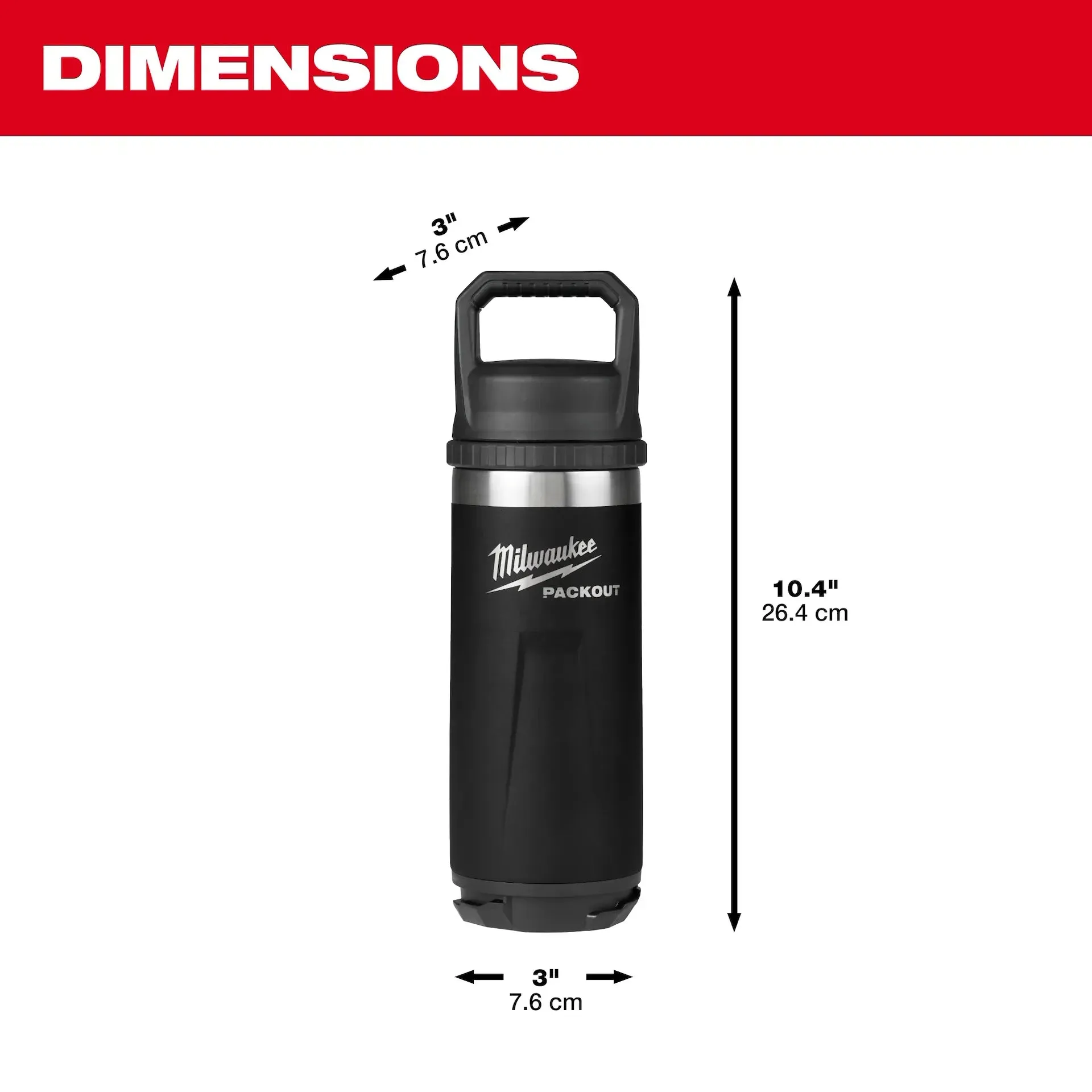 Tumbler - Milwaukee PACKOUT™ 18oz Insulated Bottle with Chug Lid, 48-22-8382