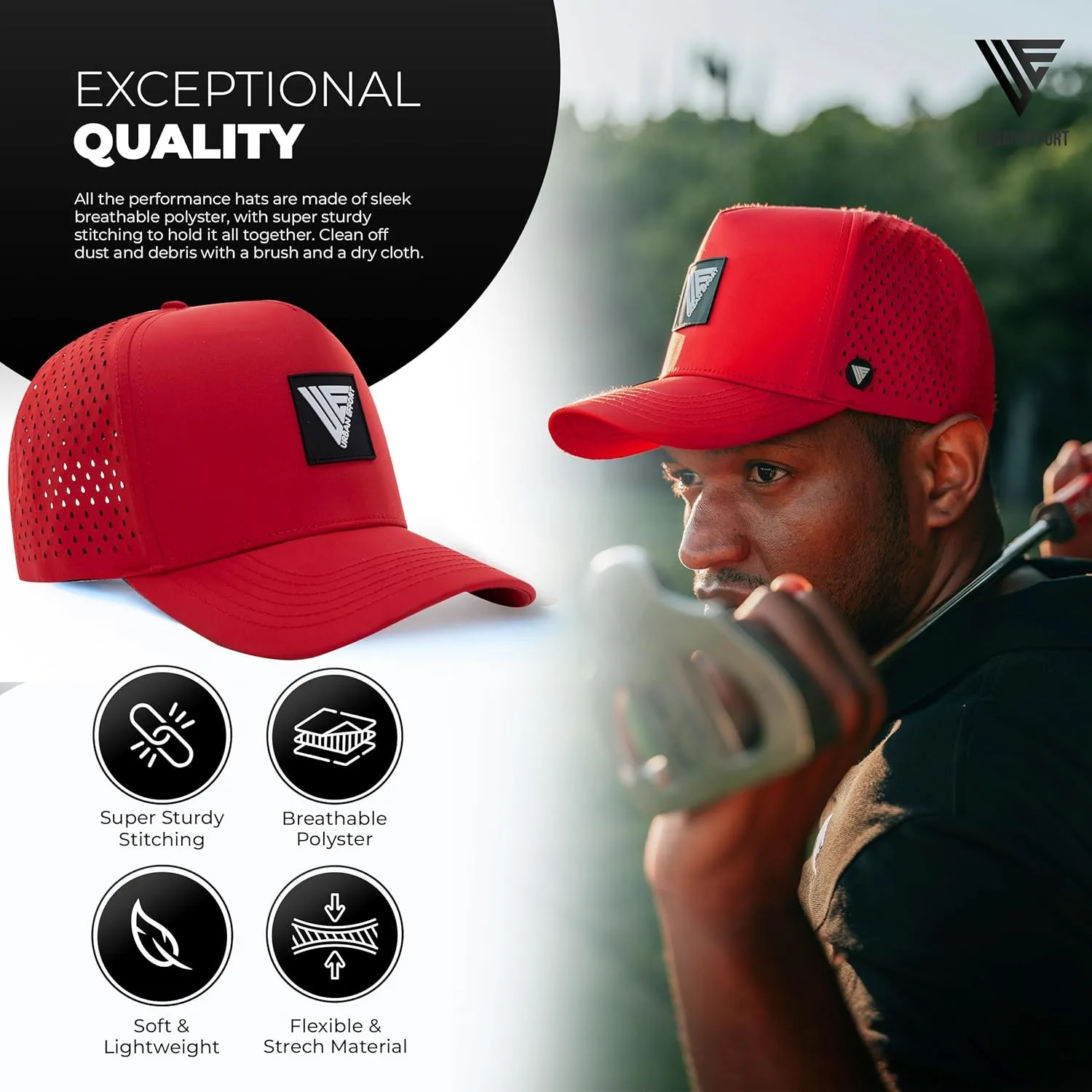 Urban Effort Hydro Performance Hat-Water-Resistant Baseball Cap-Men and Women-Great Snapback for Golf, Adventure,Lake,Workout