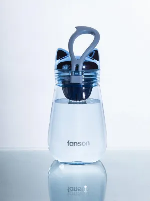 Water Bottle with Cat Shaped Cap, Sky Blue, Plastic, 350 mL