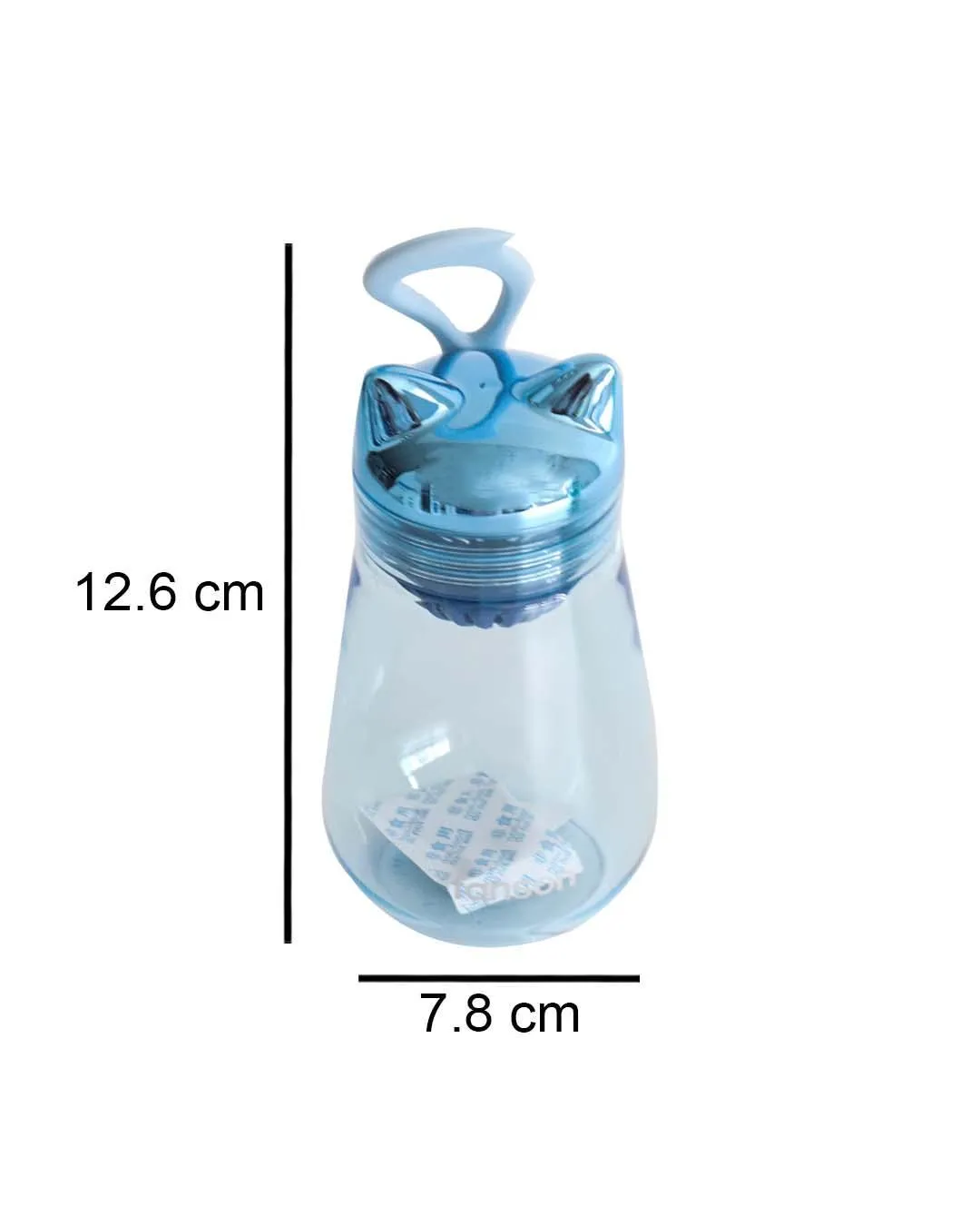 Water Bottle with Cat Shaped Cap, Sky Blue, Plastic, 350 mL