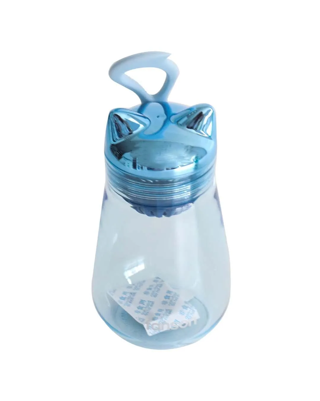 Water Bottle with Cat Shaped Cap, Sky Blue, Plastic, 350 mL
