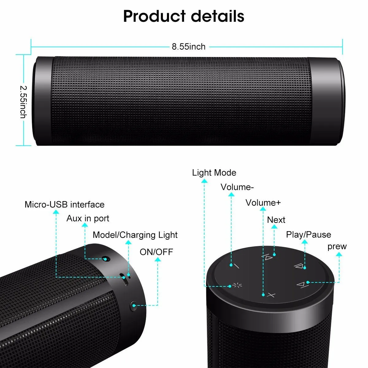 Waterproof Bluetooth Speakers Outdoor Wireless Portable Speaker for Camping