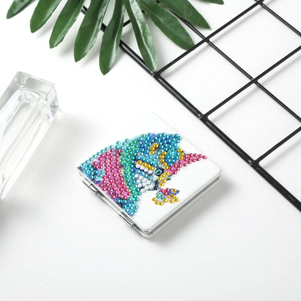Women Portable DIY Special Shaped Diamond Painting Mini Thin Makeup Mirror
