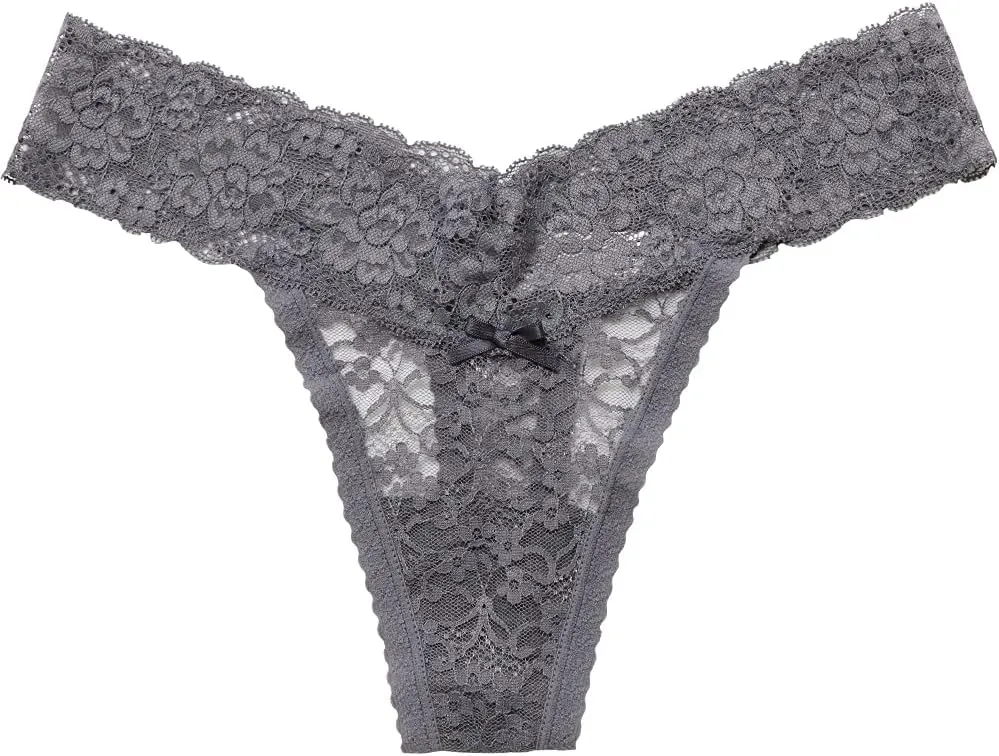 Women's Sexy Lace Thongs V Cheeky Underwear See Through Panties Pack of 5