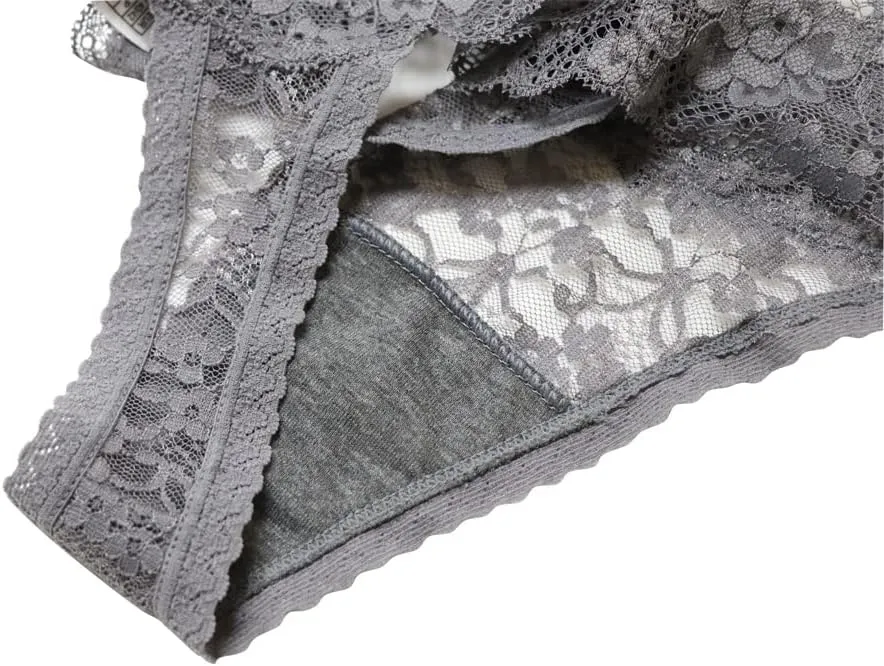 Women's Sexy Lace Thongs V Cheeky Underwear See Through Panties Pack of 5