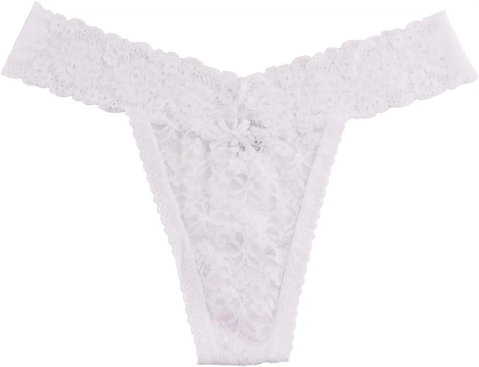 Women's Sexy Lace Thongs V Cheeky Underwear See Through Panties Pack of 5