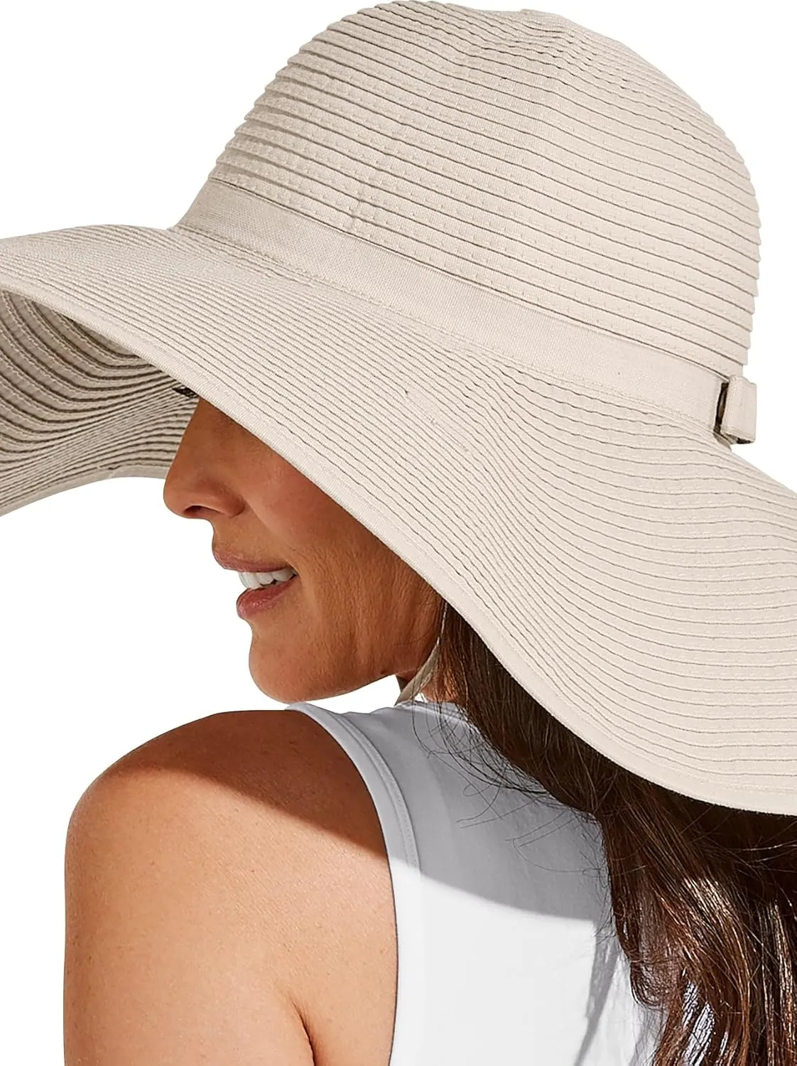 Women's Wide Brim Poolside Hat - UPF 50 Sun Protection - Elegant and Packable - Shelby (One Size)
