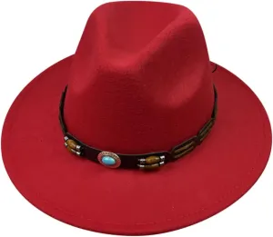 Wool Fedora Hat for Men Panama Hat Wide Brim Flat Top Cap Fedora Hat Party Church Hats