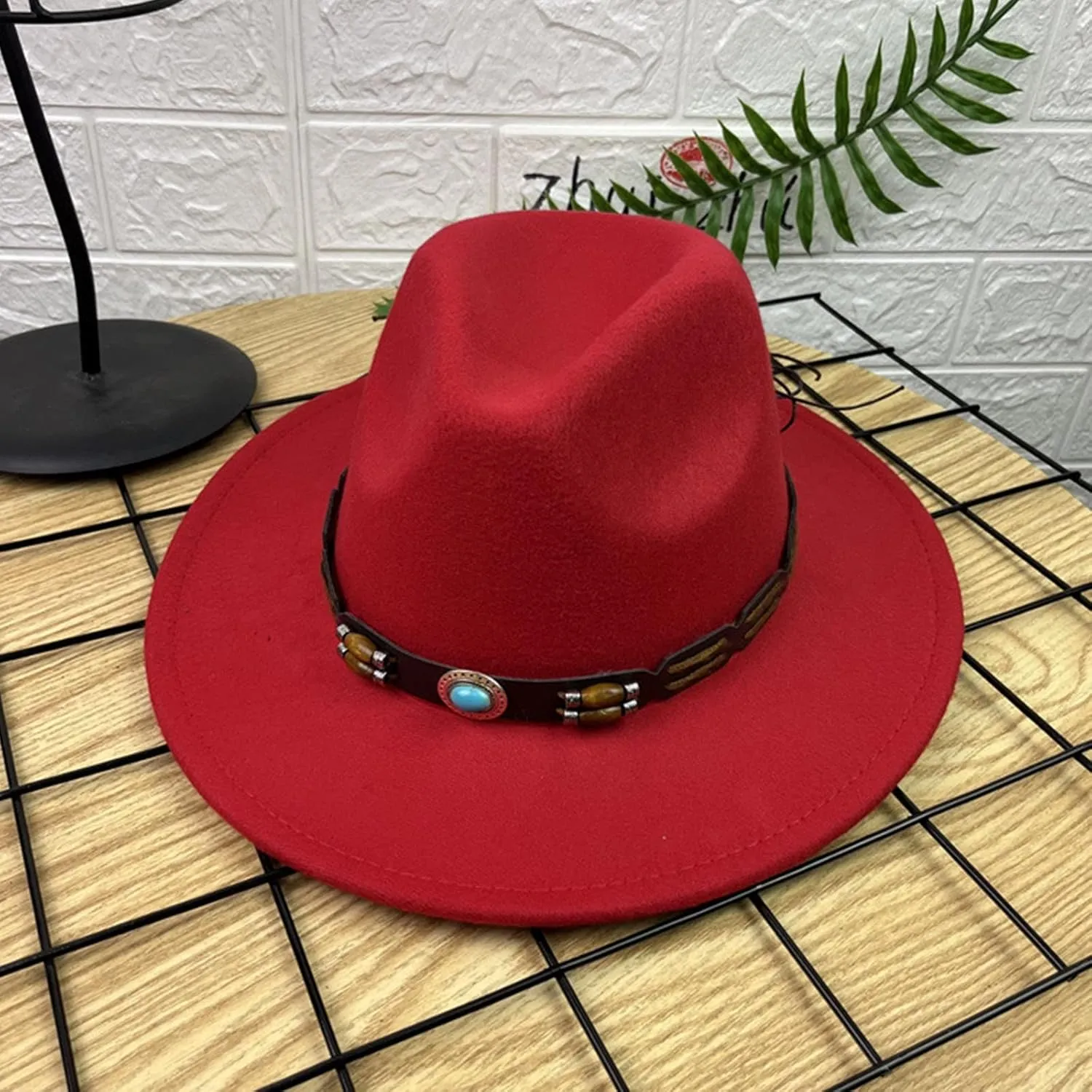 Wool Fedora Hat for Men Panama Hat Wide Brim Flat Top Cap Fedora Hat Party Church Hats