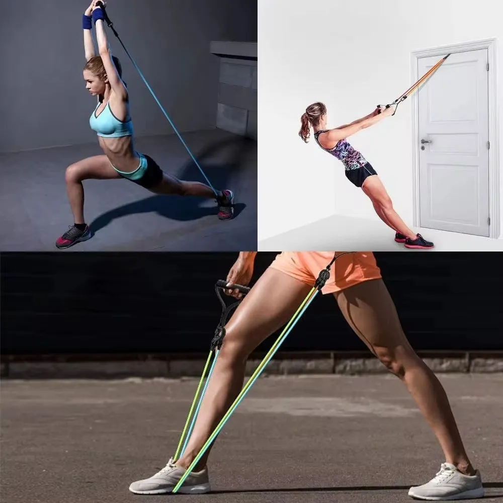 Your Ultimate Fitness Partner: 5 - Level Pull Resistance Bands with Handles!
